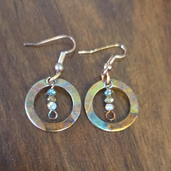 Elegant Flame Painted Multi Color Circle Pendant Necklace and Earring Set - Picture 4 of 8